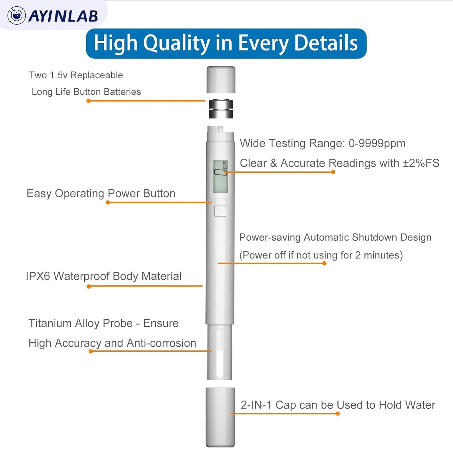 AYINLAB TDS Meter for Water 0-9999ppm