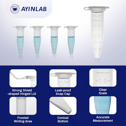 AYINLAB Polypropylene Microcentrifuge Tubes 1.5ml - 500pcs